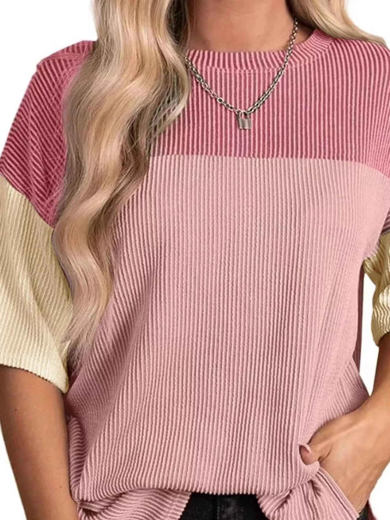 Color Block Half Sleeve Top
