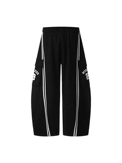 Drawstring Side Striped Wide Leg Pants