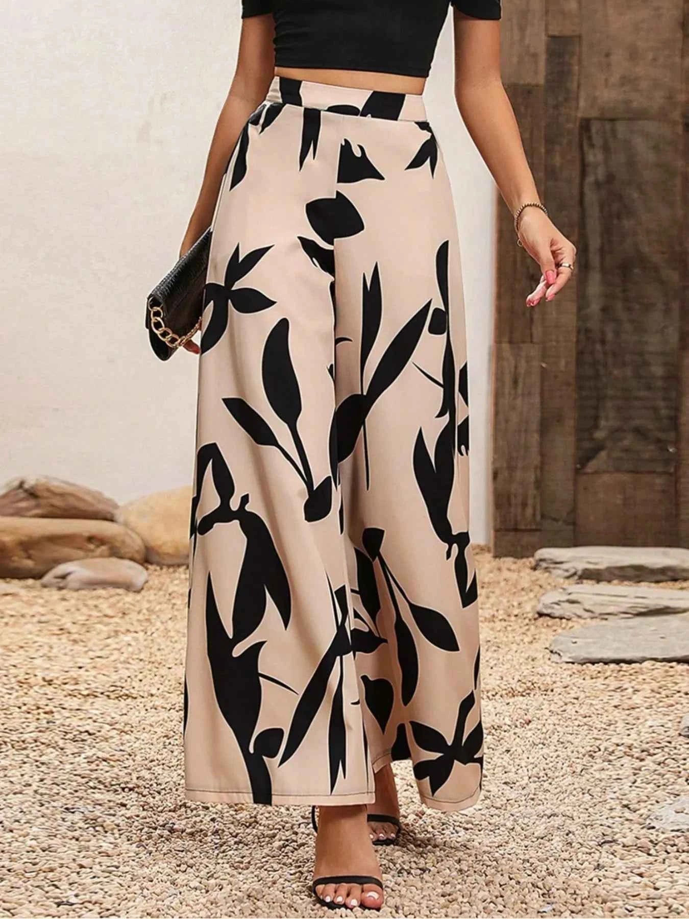 Printed Wide Leg Pants