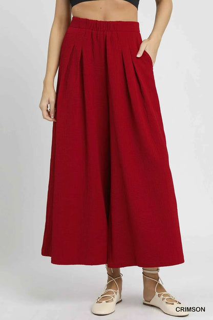 Umgee Elastic Waist Wide Leg Pants