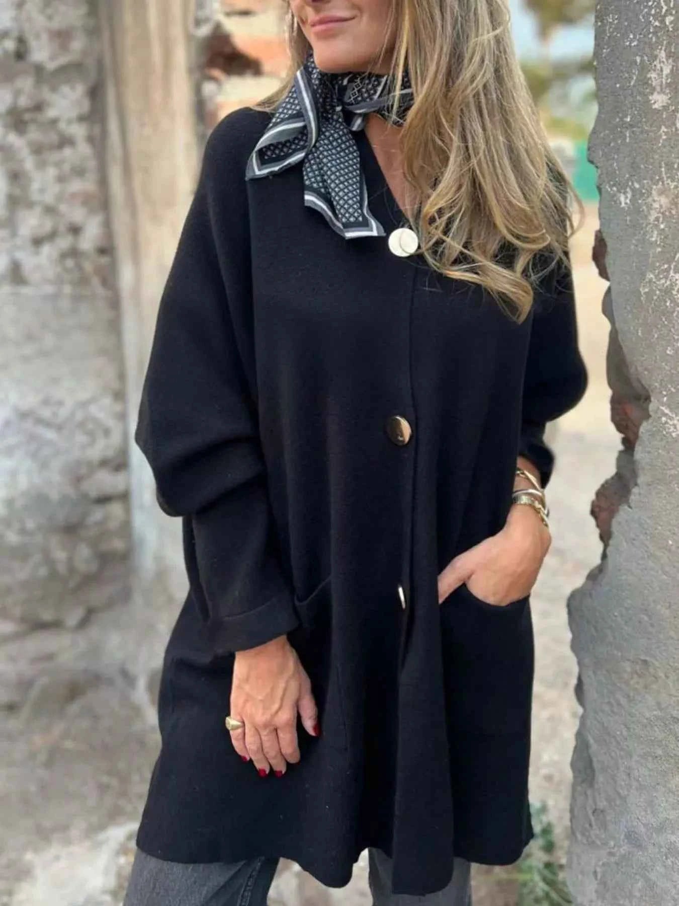 Full Size Button-Down Long Sleeve Cardigan Plus Size