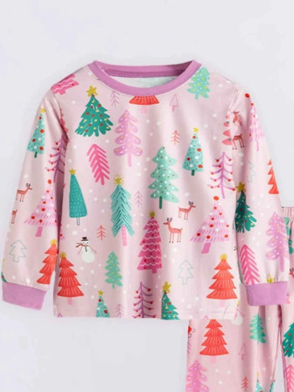 Children's Christmas Tree Print Pajama Set