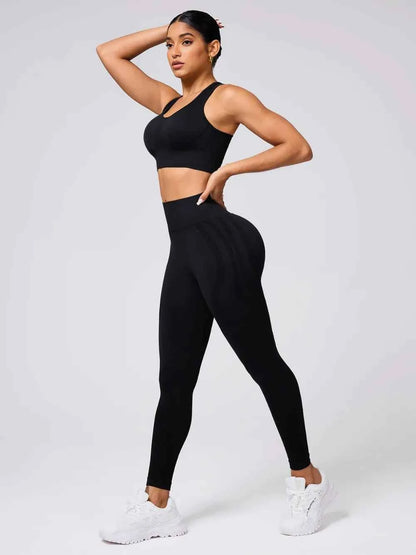 Round Neck Wide Strap Tank and Leggings Active Set