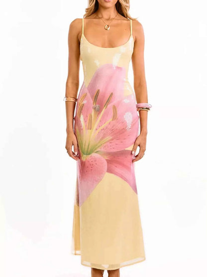 Flower Scoop Neck Maxi Cami Dress