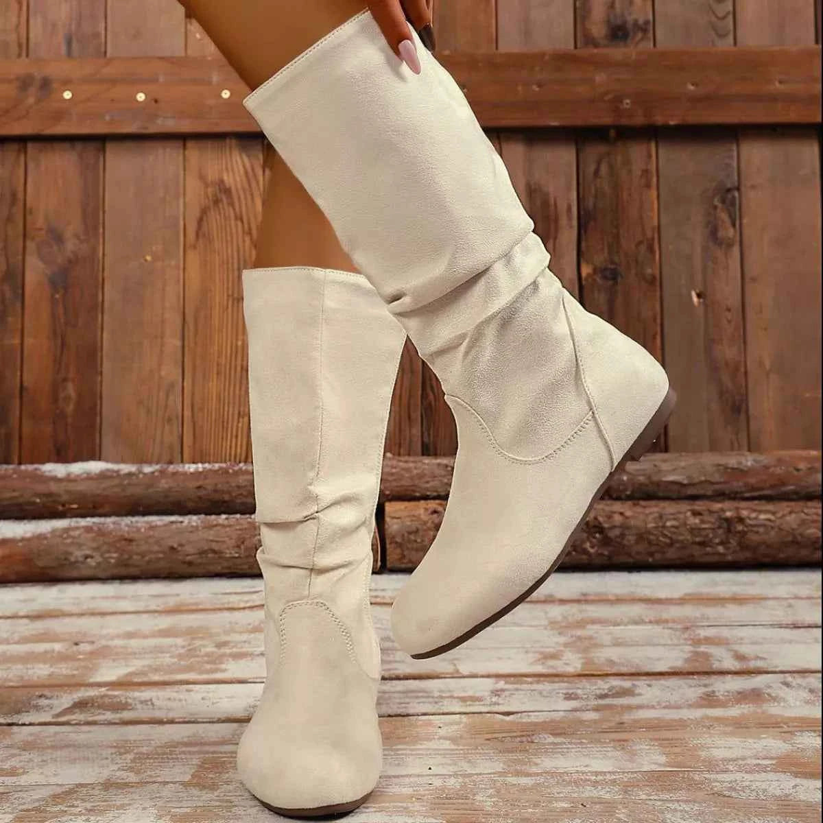 Round Toe Side Zip Boots