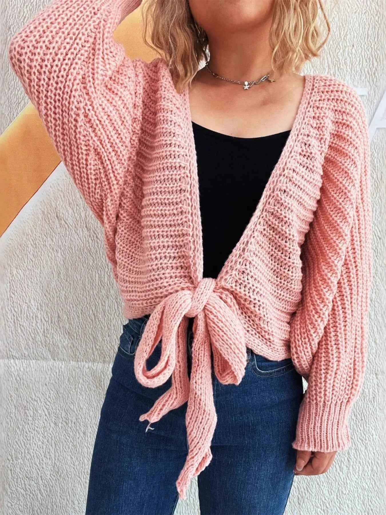 Tie Front Long Sleeve Cardigan