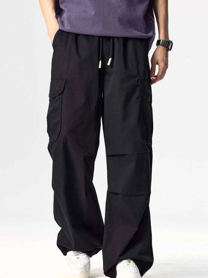 Men's Plus Size Drawstring Wide Leg Cargo Pants