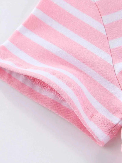 Children's Striped Bunny Embroidered Dress