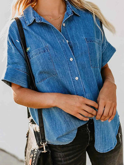 Casual Short Sleeve Denim Shirt