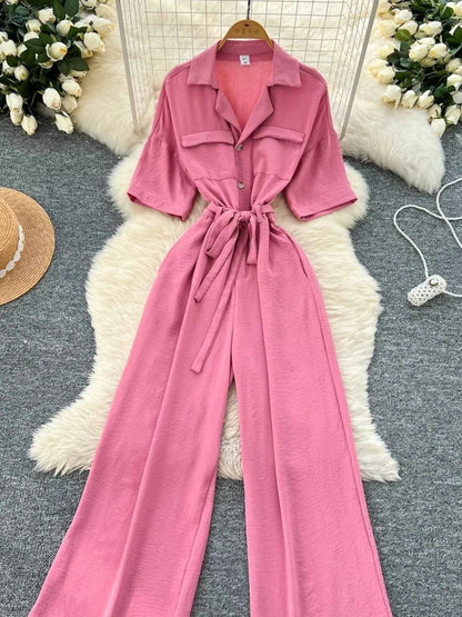 Tie Waist Wide Leg Jumpsuit