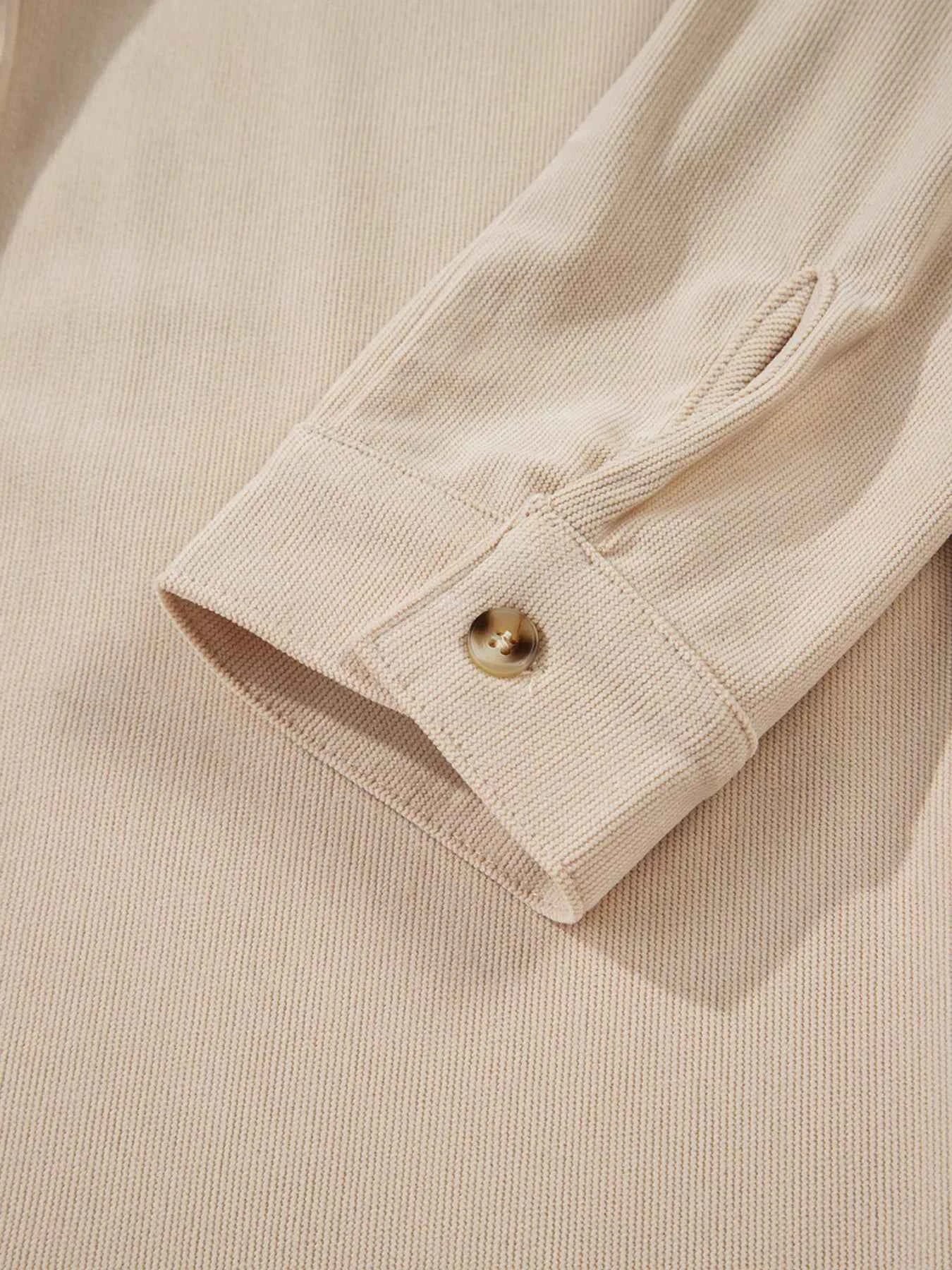 Corduroy Half Button Collared Long Sleeve Mini Dress
