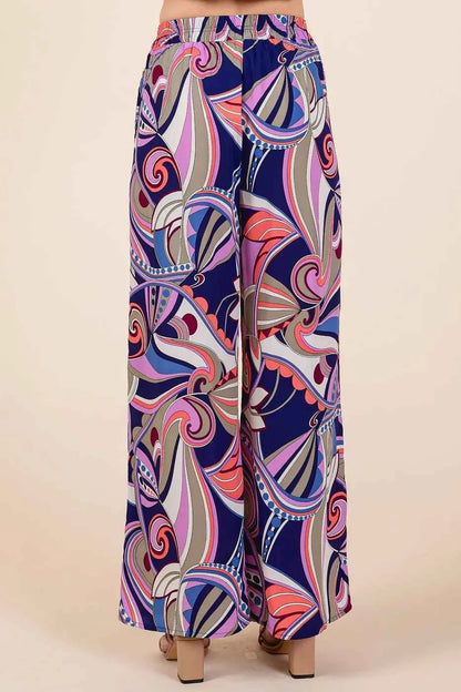 Mittoshop Abstract Print Elastic Waist Wide Leg Pants