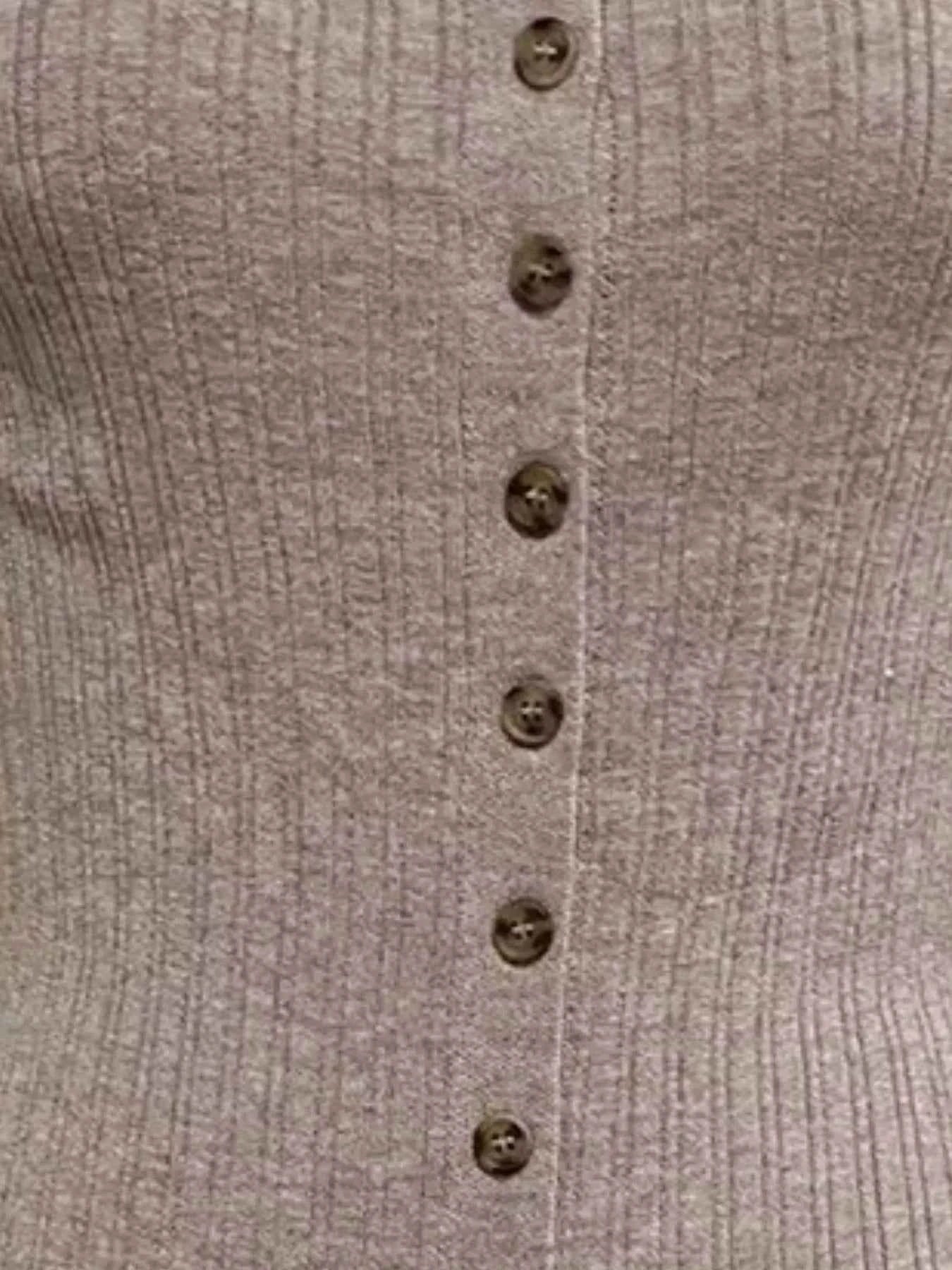 Ribbed Button-Front Bodycon Sweater Dress