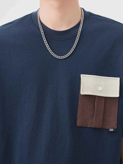 Men's Plus Size Color Block Round Neck T-Shirt