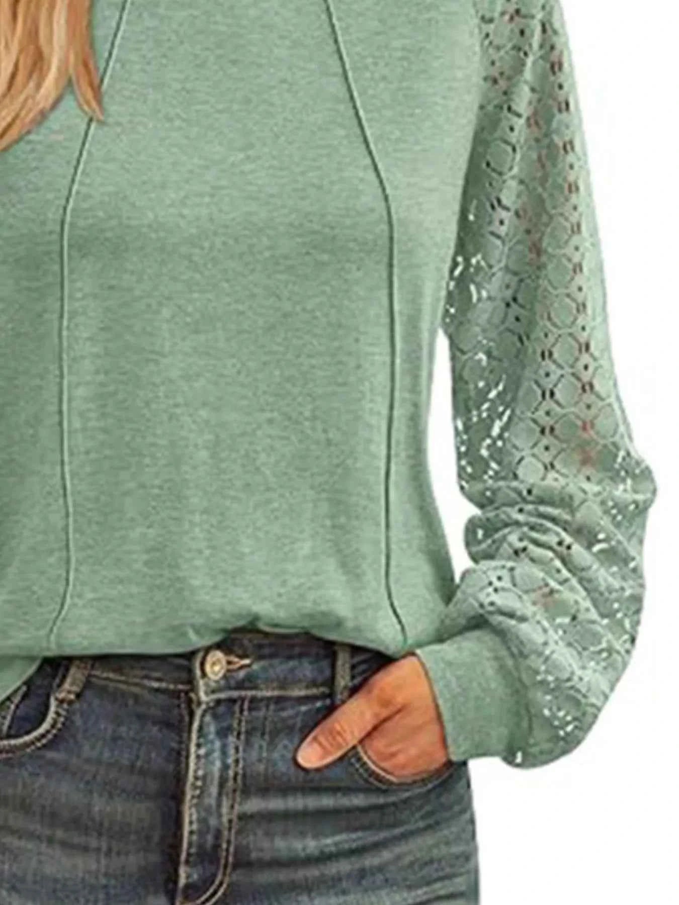 Round Neck Lace Sleeve Blouse