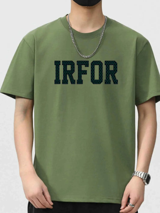 Men's Plus Size IRFOR Letter Graphic Round Neck T-Shirt