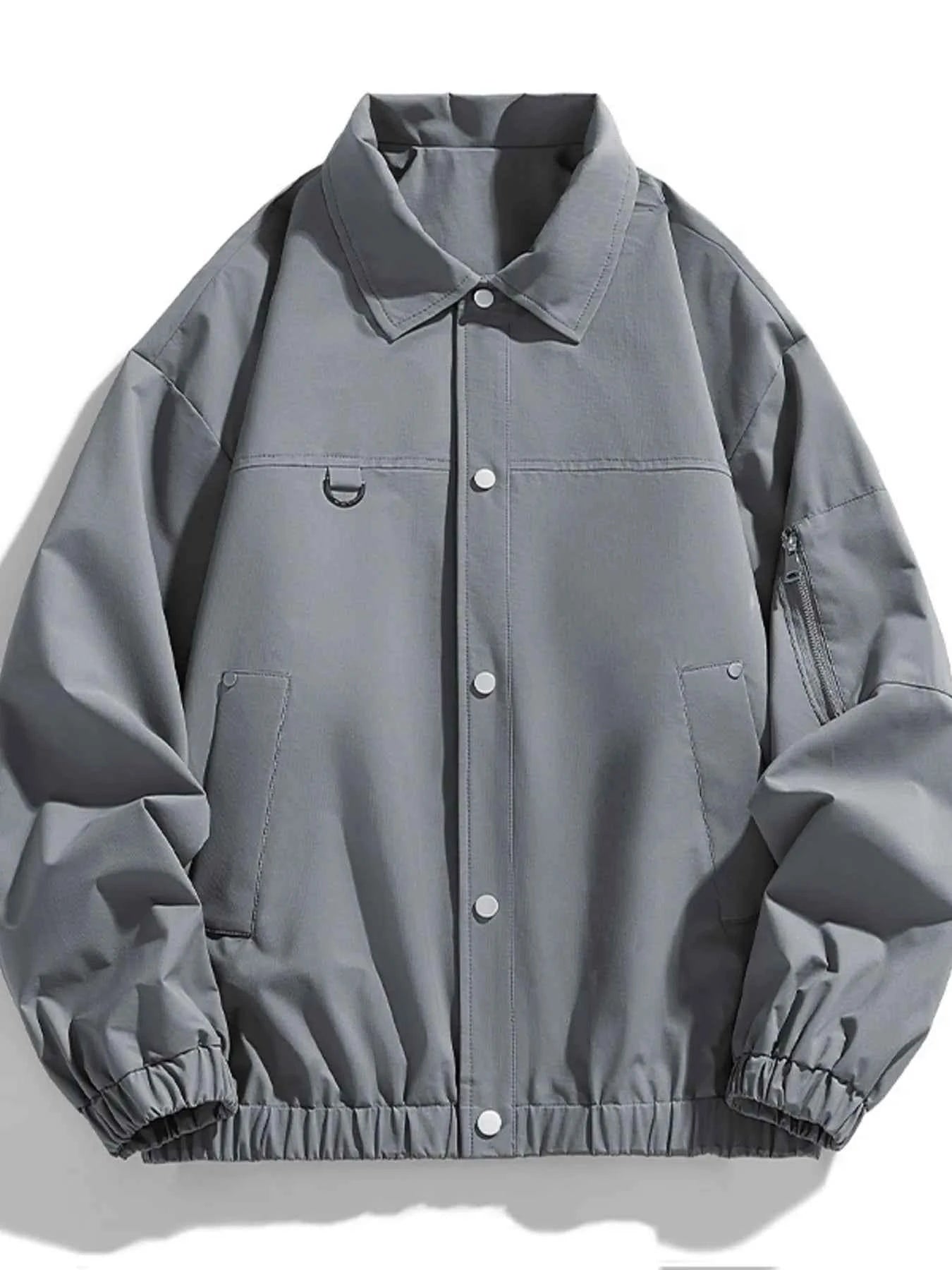 Men's Plus Size Elastic Hem Long Sleeve Jacket
