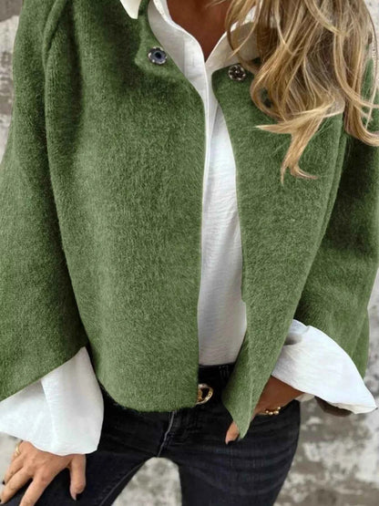 Full Size Dropped Shoulder Fuzzy Knit Cardigan Plus Size
