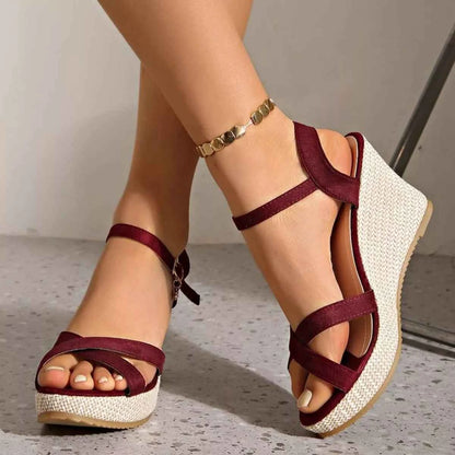 Crisscross Open Toe Wedge Sandals