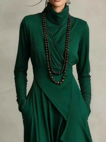 Full Size Asymmetrical Hem Turtleneck Dress Plus Size