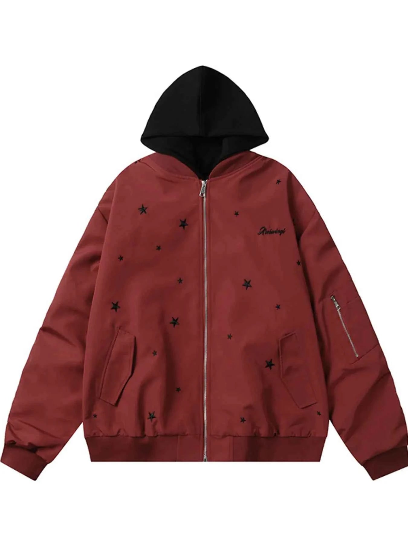 Men's Star Zip Up Hooded Jacket