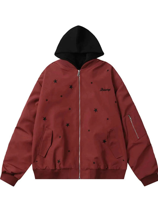 Men's Star Zip Up Hooded Jacket