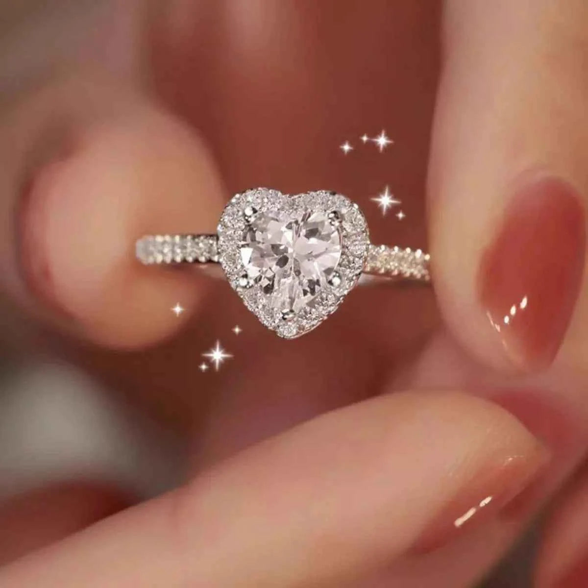 1 Carat Moissanite 925 Sterling Silver Heart Ring