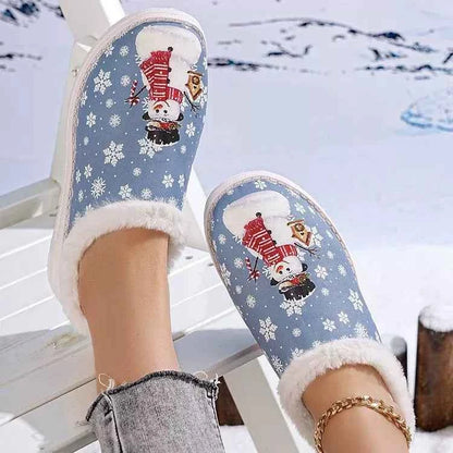 Christmas Snowman Plush Lined Slippers