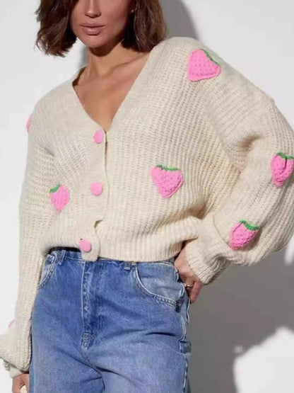 Strawberry Button Down Cardigan