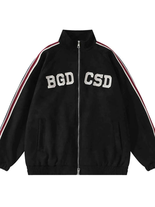 Men's Letter Zip Up Long Sleeve Hoodie