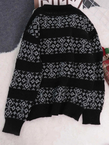 Contrast Ribbed hem Long Sleeve Sweater