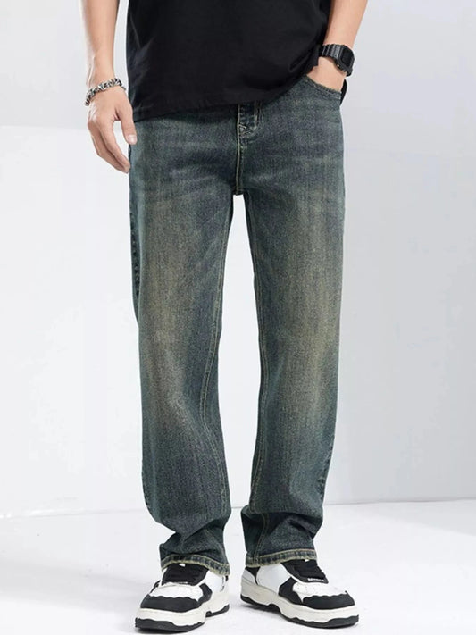 Men's Washed Wide Leg Jeans