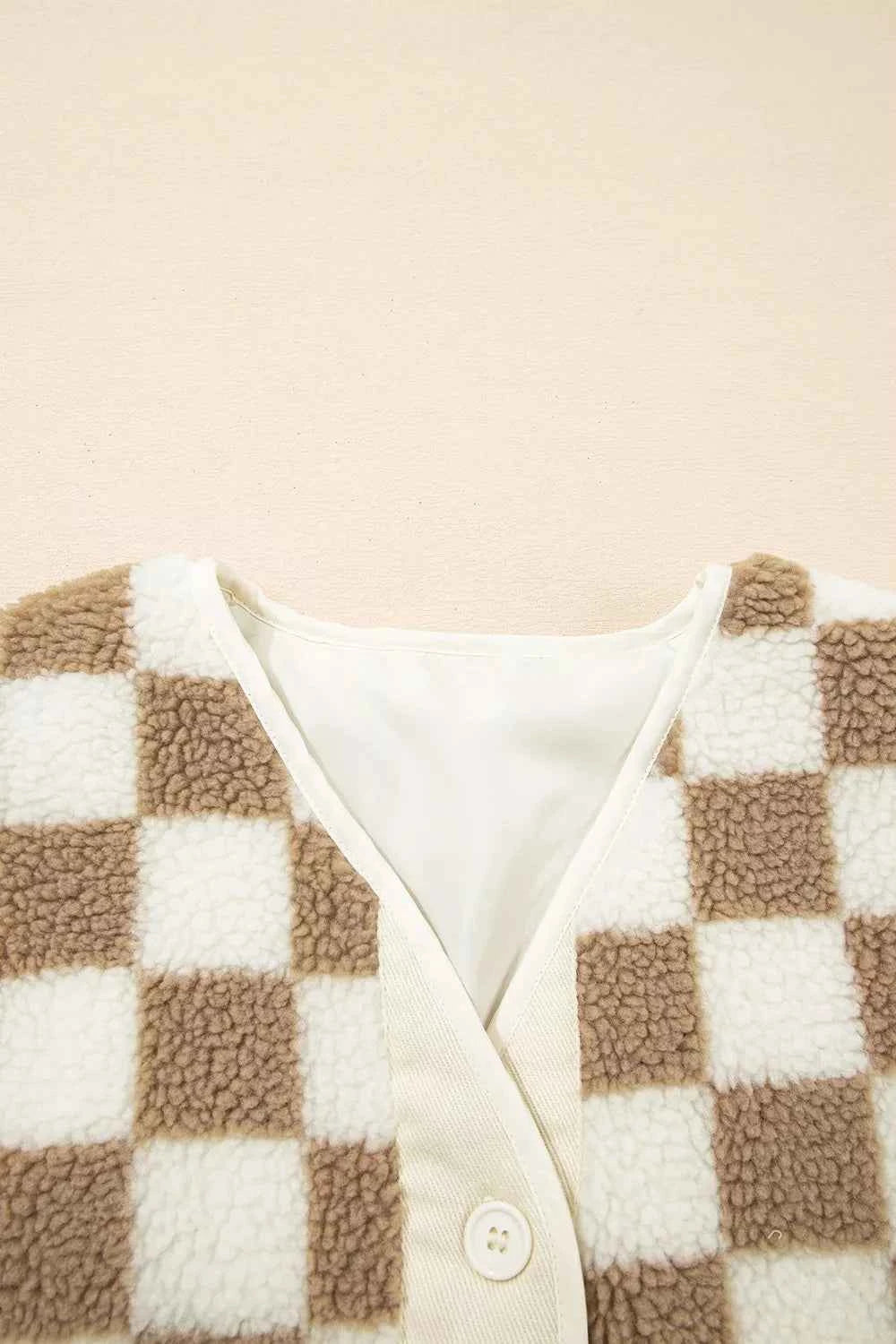 Checkered Sherpa Oversized Button Up Jacket