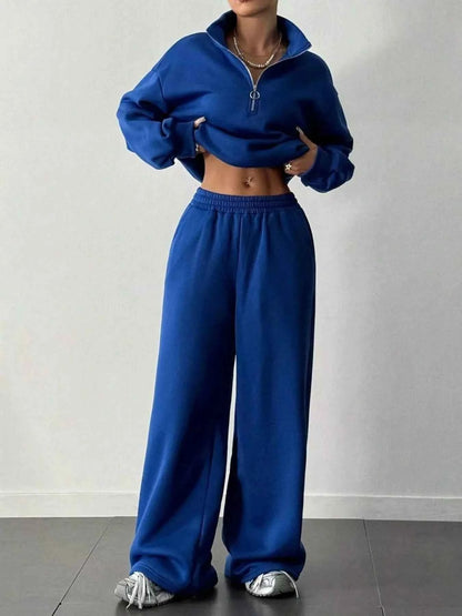 Half-Zip Long Sleeve Sweatshirt and Pants Set