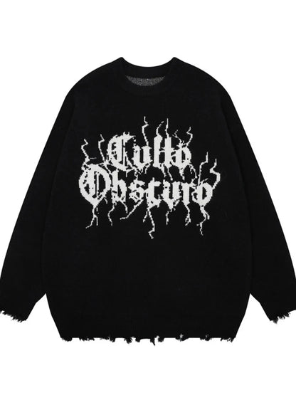 Men's Letter Round Neck Long Sleeve Sweater