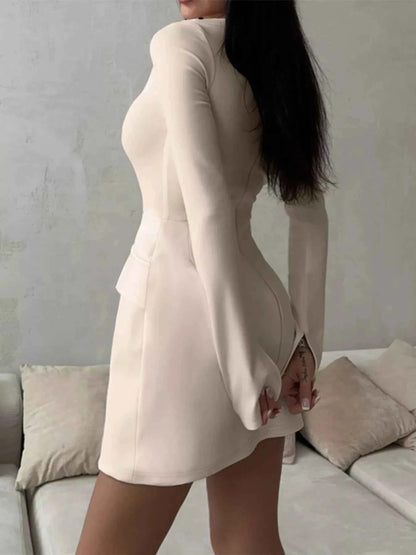 Mock Neck Long Sleeve Bodycon Dress