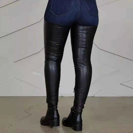 Over-the-Knee Block Heels Boots