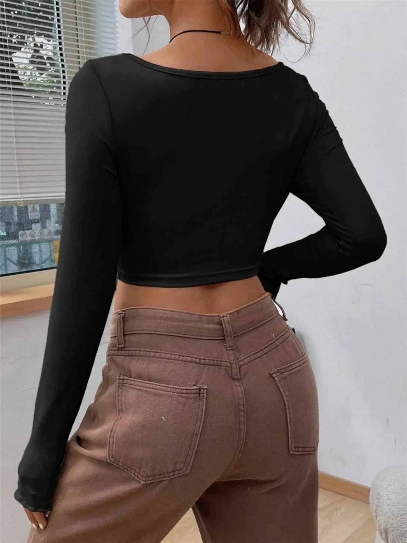 Twisted Front Long Sleeve T-Shirt