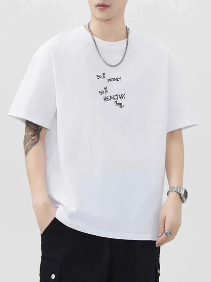 Men's Plus Size Letter Round Neck Short Sleeve T-Shirt