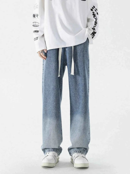 Men's Full Size Wide Leg Washed Jeans Plus Size