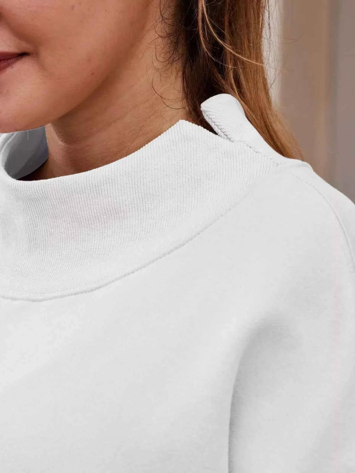Mock Neck Dropped Shoulder Sweatshirt