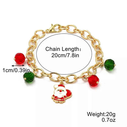 Christmas Santa Snowman Bracelet with Colorful Crystal