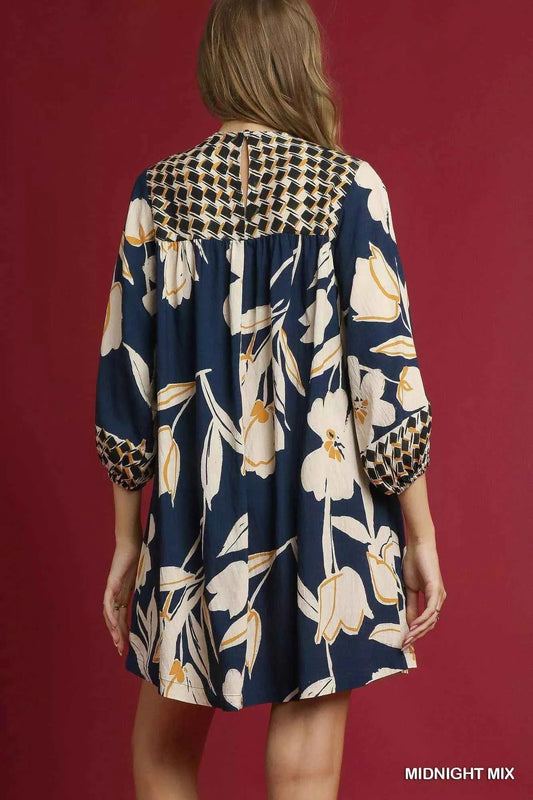 Umgee Floral High-Low Babydoll Dress