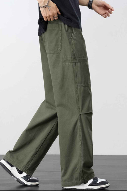 Men's Plus Size Loose Fit Cargo Pants with Drawstring