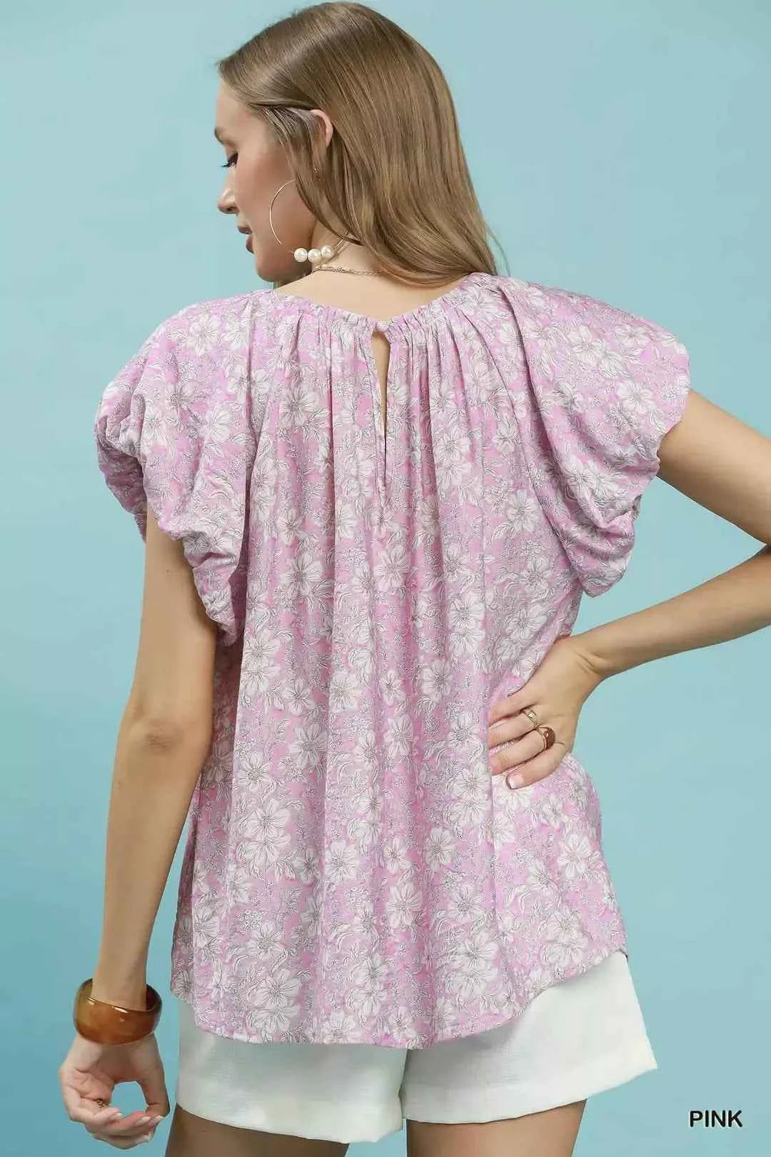 Umgee Umgee Floral Puff Sleeve Blouse