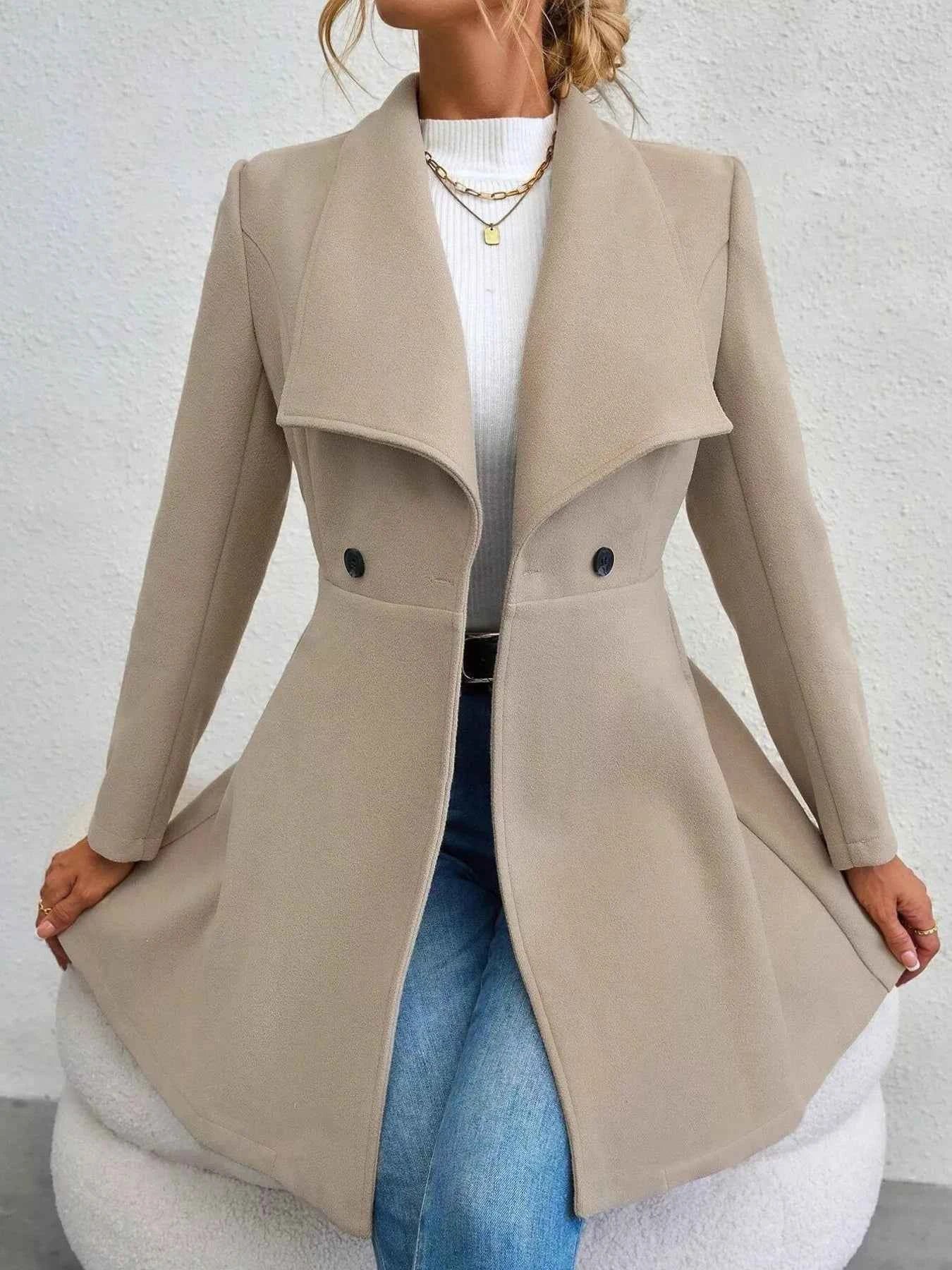 Collared Neck Double Breasted Coat