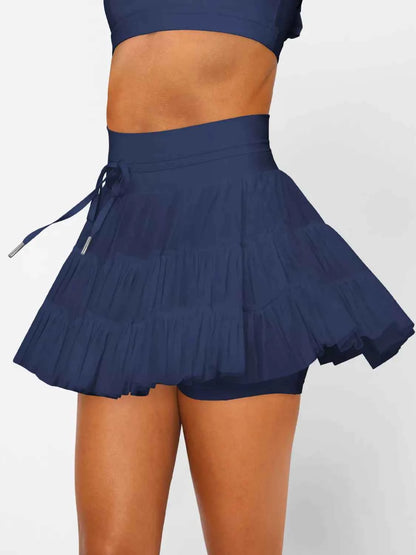 Tiered Skort with Drawstring