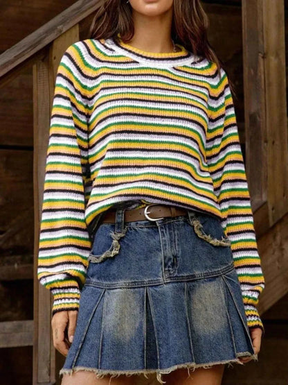 Rainbow Striped Pullover Sweater