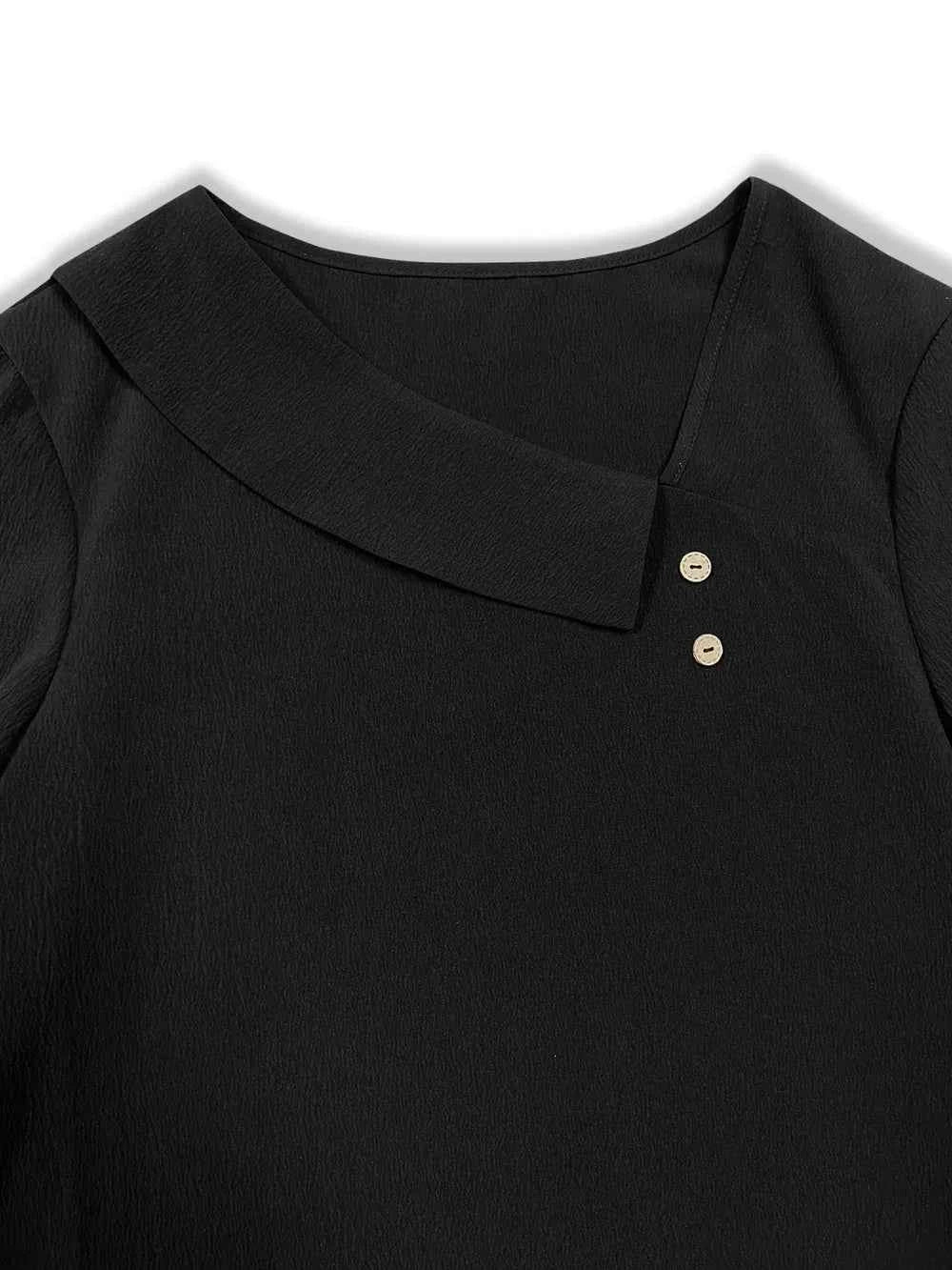Asymmetrical Neck Long Sleeve Blouse