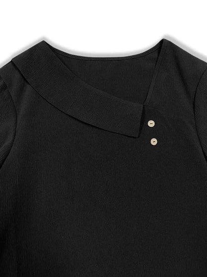 Asymmetrical Neck Long Sleeve Blouse